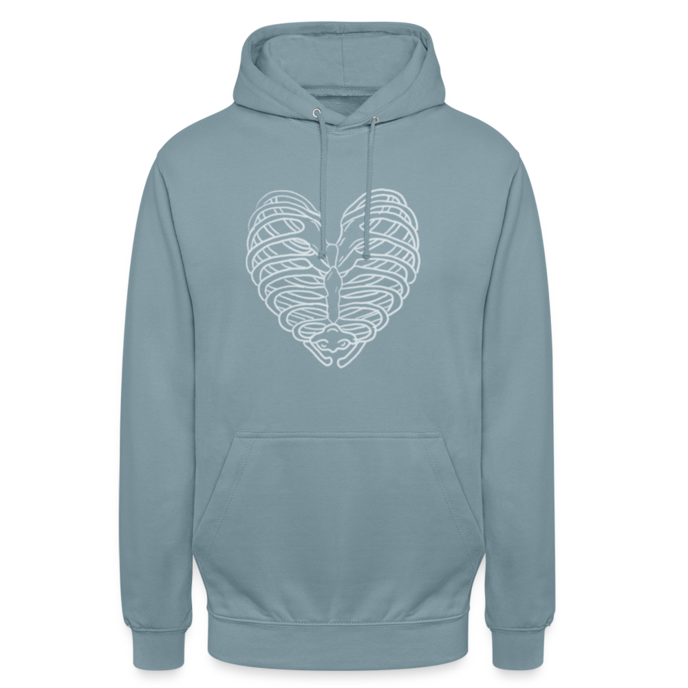 Unisex Bone Heart Hoodie - stonewash blue