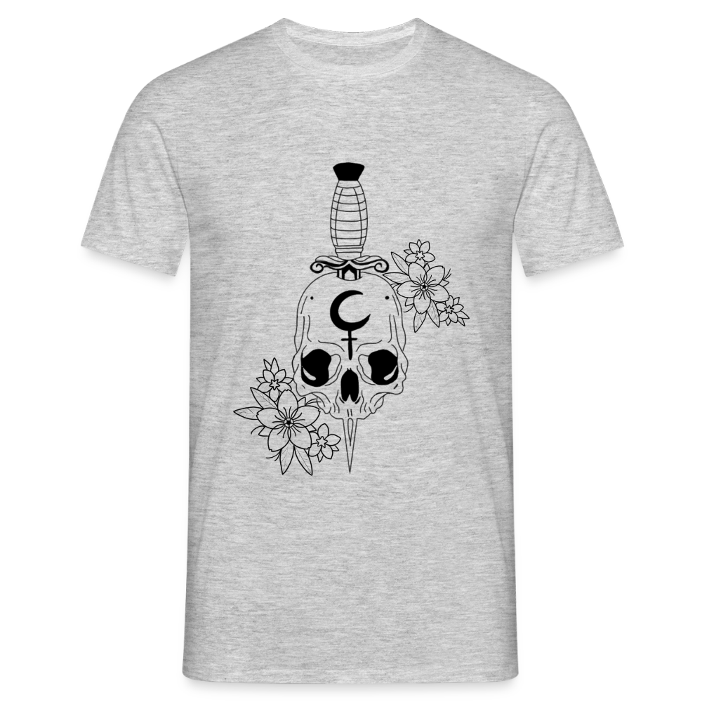 Men's Flower Skull T-Shirt - heather grey