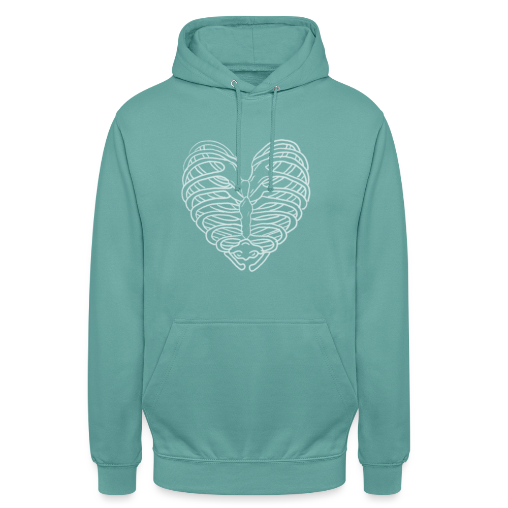 Unisex Bone Heart Hoodie - pastel turquoise