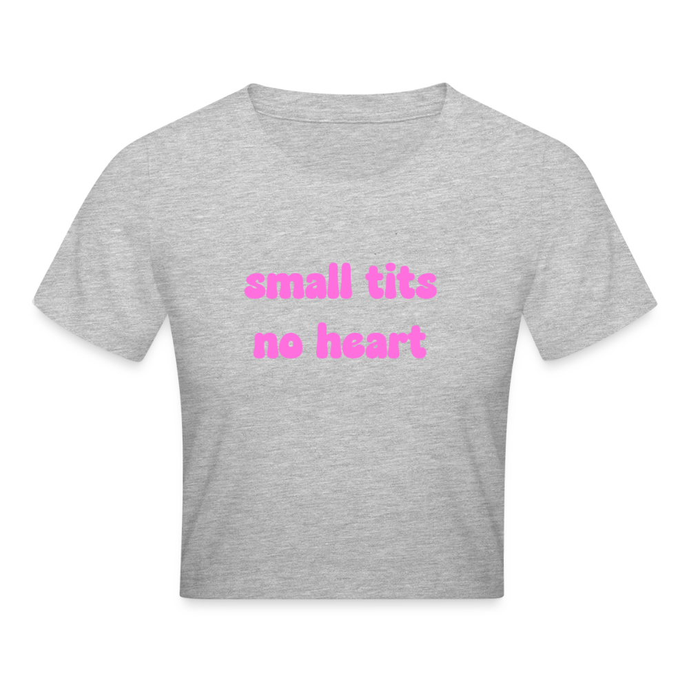 Cropped Slogan T-Shirt - heather grey