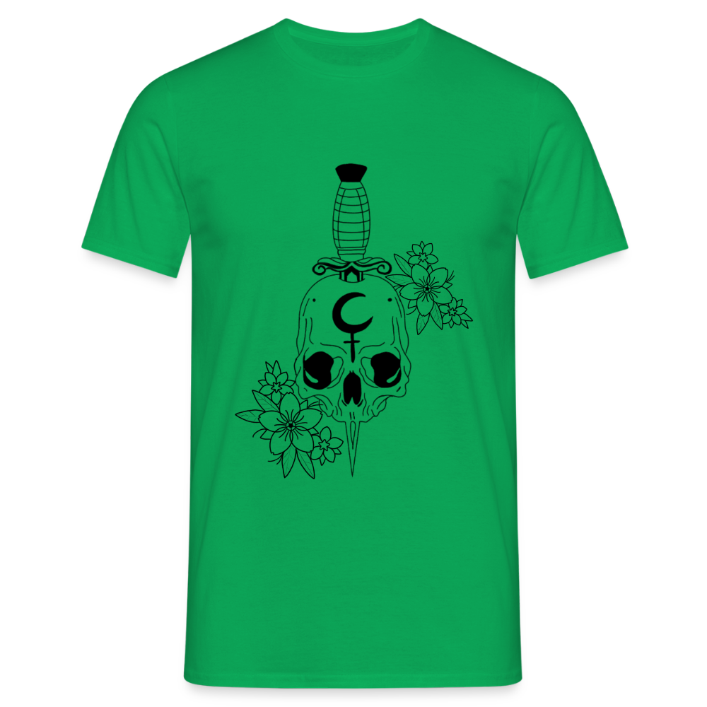 Men's Flower Skull T-Shirt - kelly green