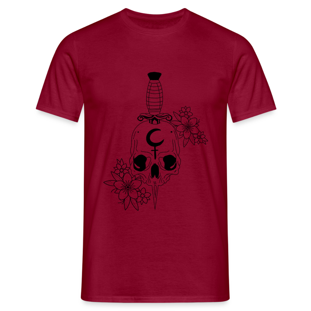 Men's Flower Skull T-Shirt - brick red