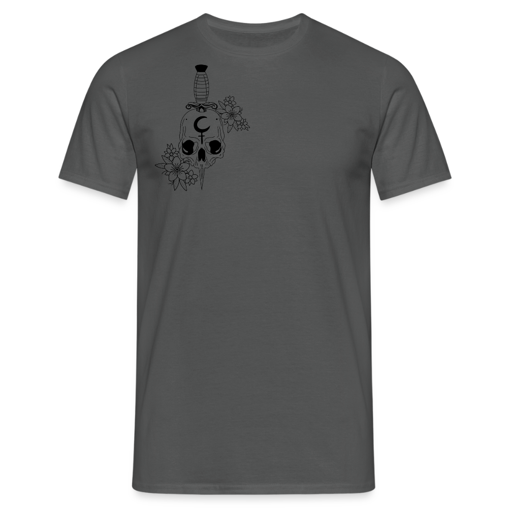 Men's Flower Skull T-Shirt - charcoal grey