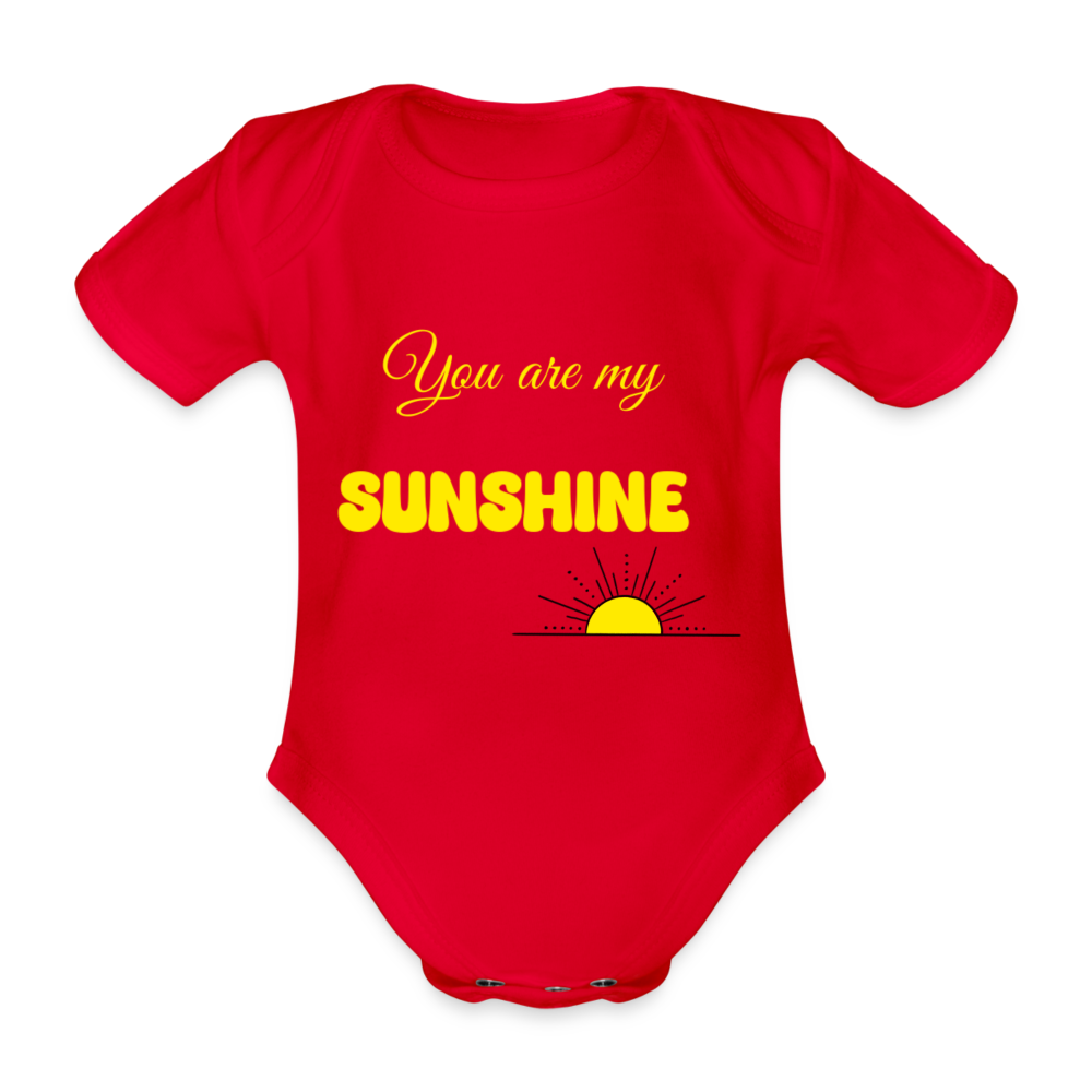 You are my sunshine organic baby grow - red