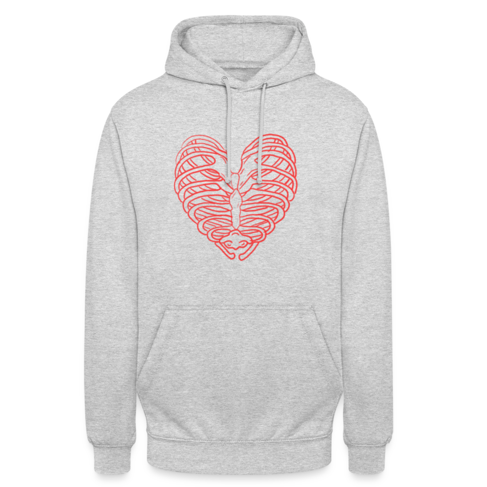 Unisex Bone Heart Hoodie - light heather grey