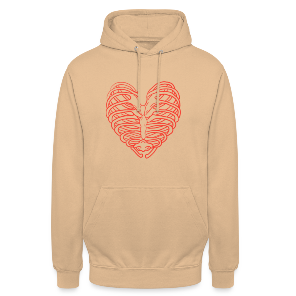 Unisex Bone Heart Hoodie - peach