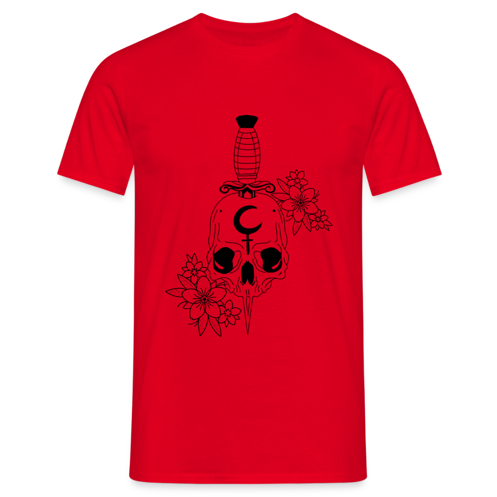 Men's Flower Skull T-Shirt - red