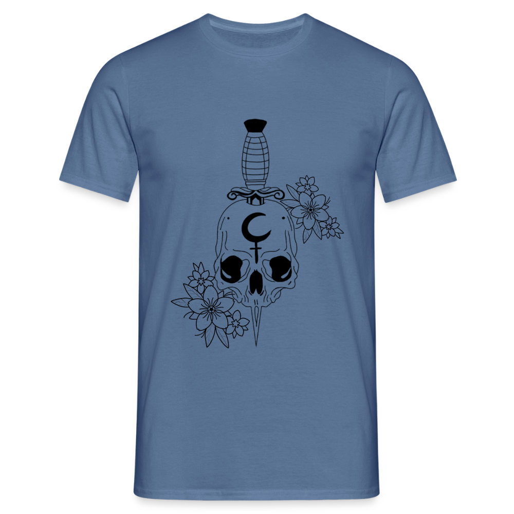 Men's Flower Skull T-Shirt - dove blue 