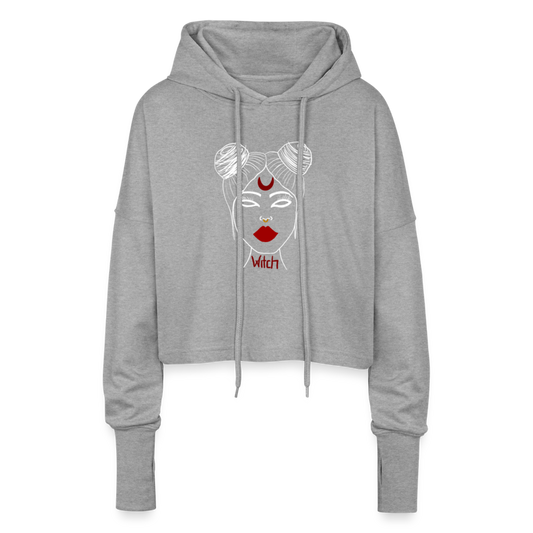 Blood Moon Witch Cropped Women’s Hoodie - heather grey