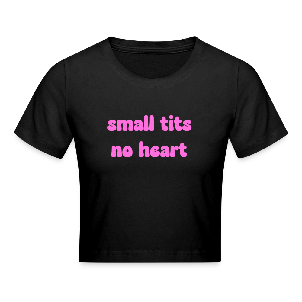 Cropped Slogan T-Shirt - black