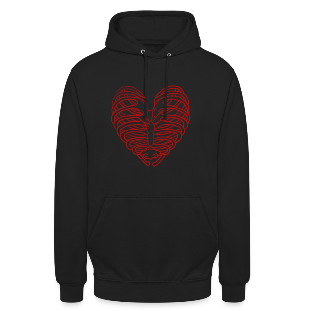 Unisex Bone Heart Hoodie - black