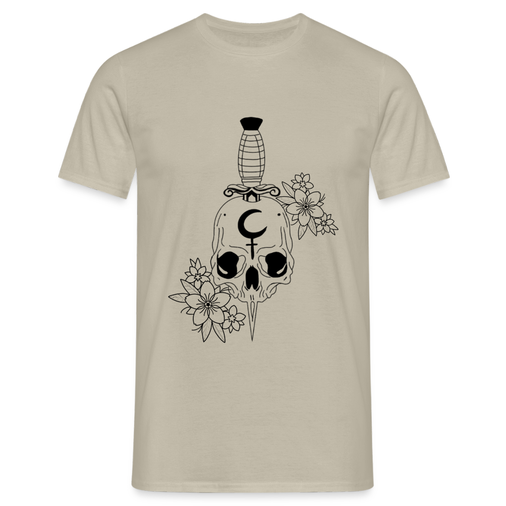 Men's Flower Skull T-Shirt - sand beige