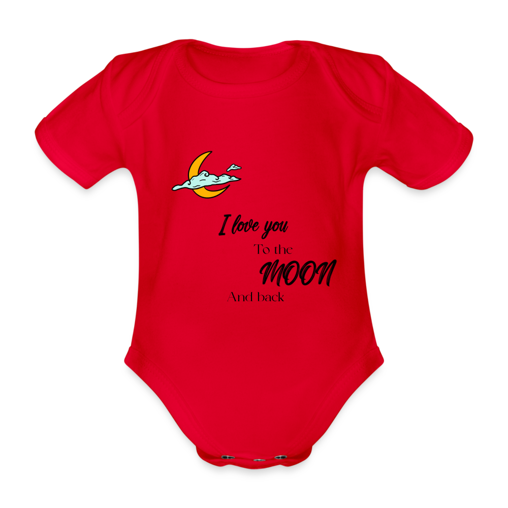 I love you to the moon and back organic baby grow - red