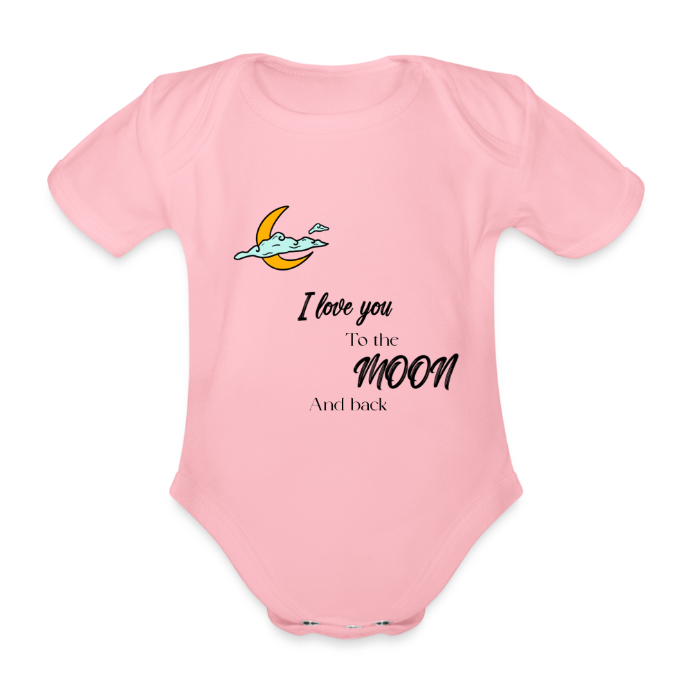 I love you to the moon and back organic baby grow - light pink