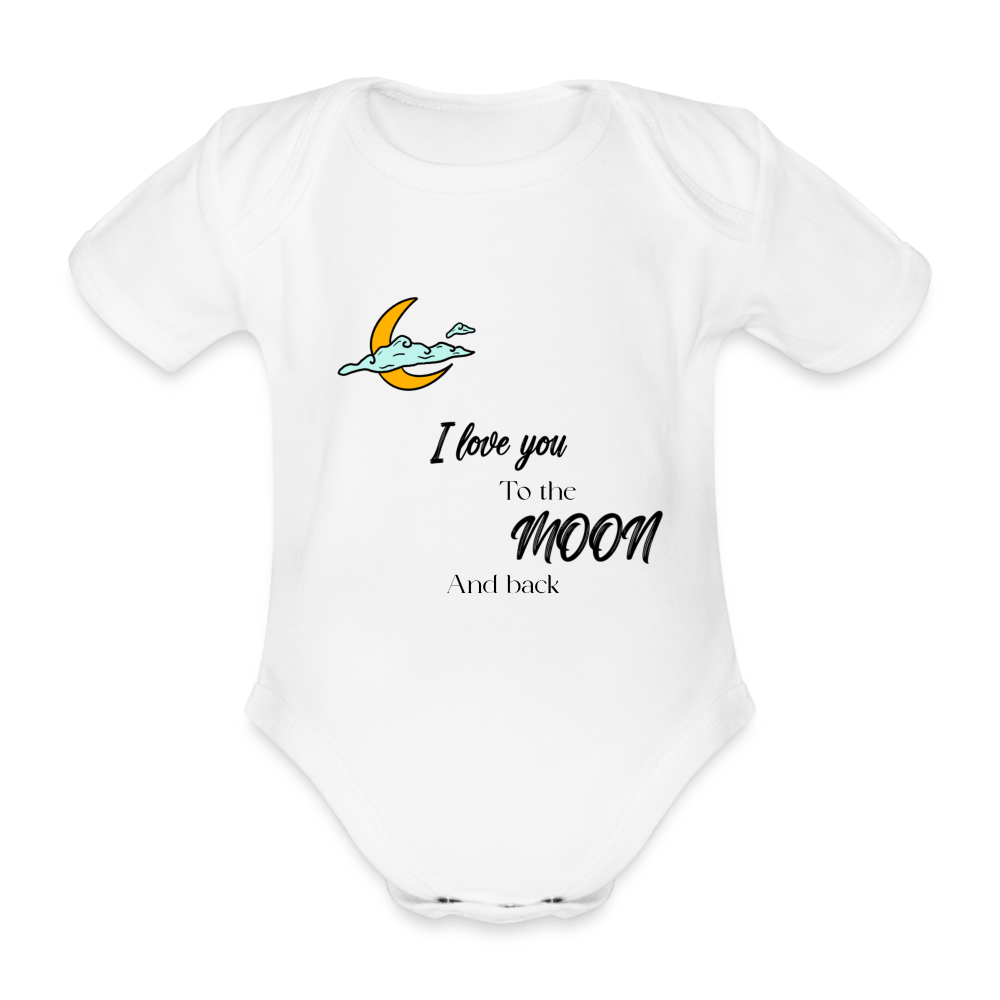 I love you to the moon and back organic baby grow - white