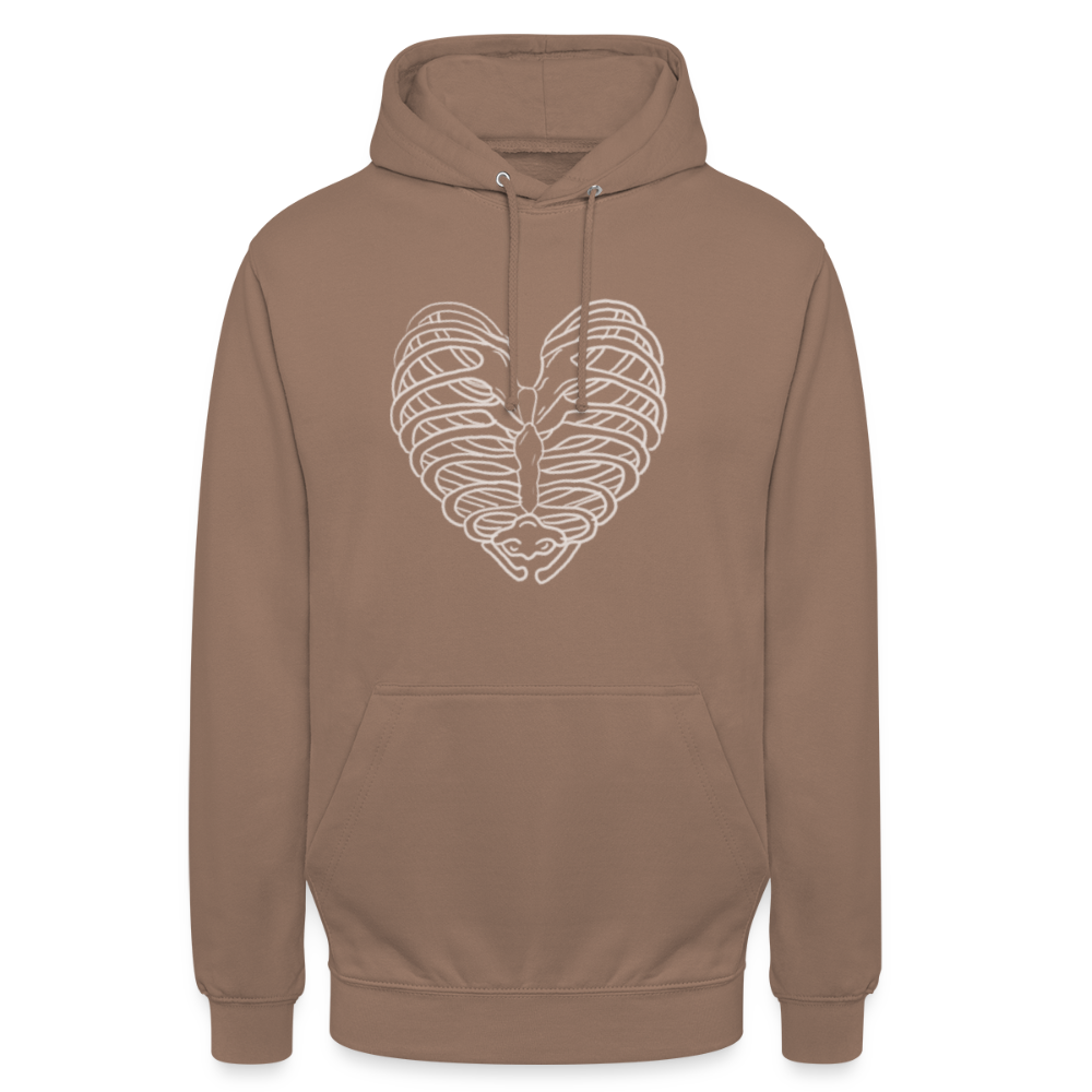 Unisex Bone Heart Hoodie - mocha