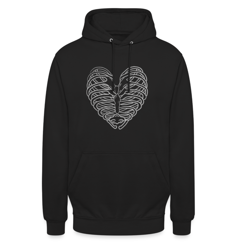 Unisex Bone Heart Hoodie - black