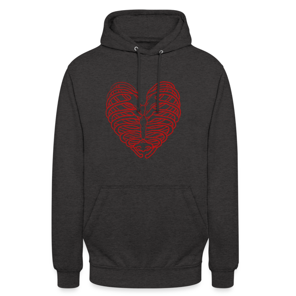 Unisex Bone Heart Hoodie - charcoal grey