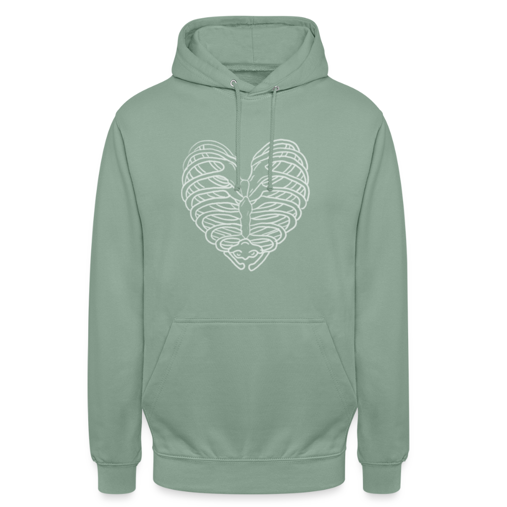 Unisex Bone Heart Hoodie - steel green