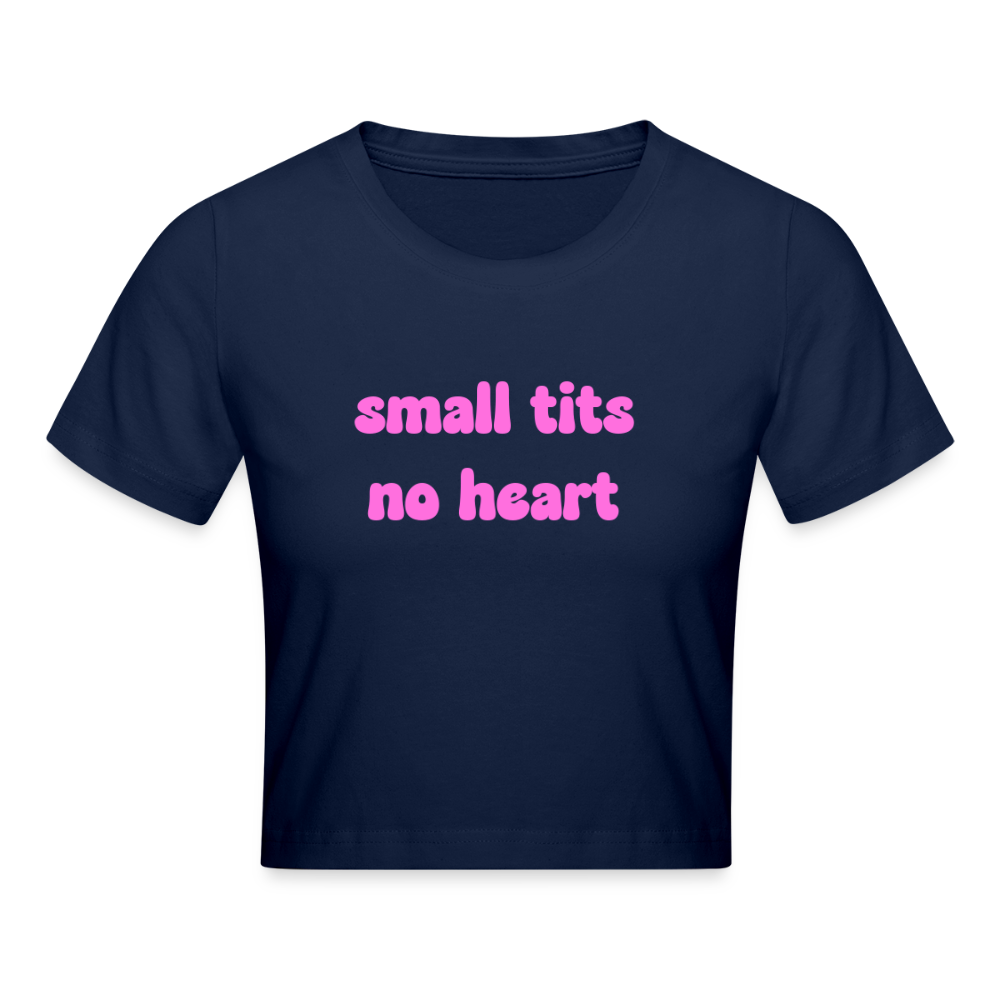 Cropped Slogan T-Shirt - light navy