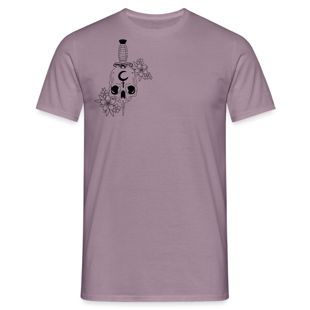 Men's Flower Skull T-Shirt - purple-grey 