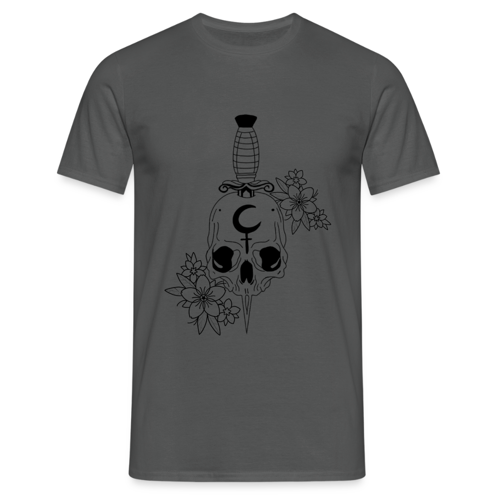 Men's Flower Skull T-Shirt - charcoal grey