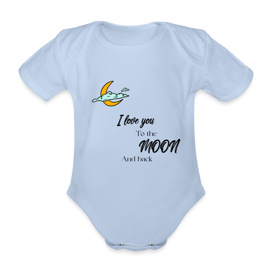 I love you to the moon and back organic baby grow - sky