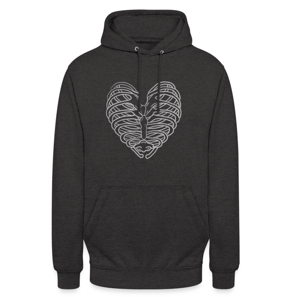 Unisex Bone Heart Hoodie - charcoal grey