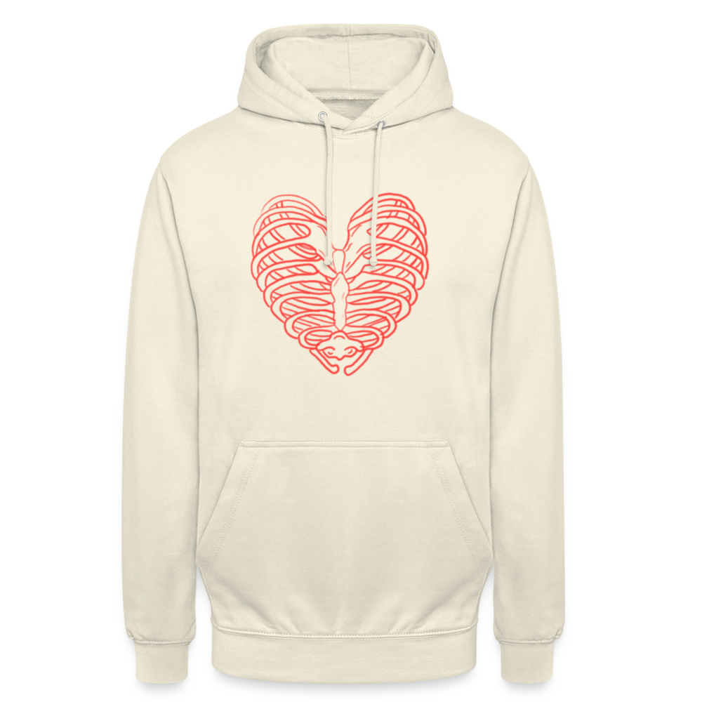 Unisex Bone Heart Hoodie - vanilla