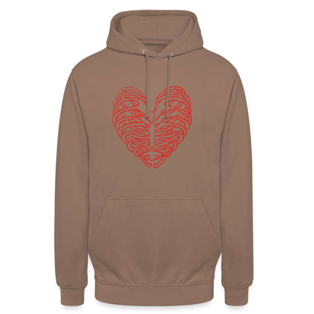 Unisex Bone Heart Hoodie - mocha