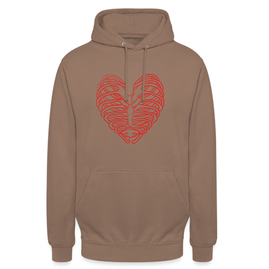 Unisex Bone Heart Hoodie - mocha