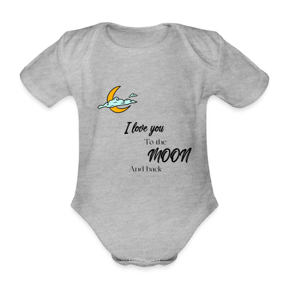 I love you to the moon and back organic baby grow - heather grey